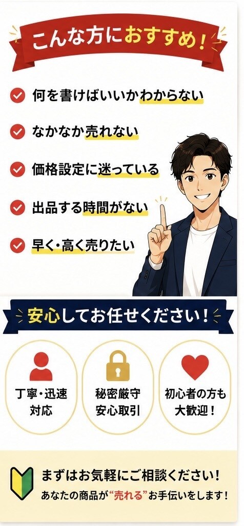 元買取業界勤務 商品説明＆売れやすい価格提案します なかなか売れない…を解決商品説明や価格を見直して売筋アップ イメージ3