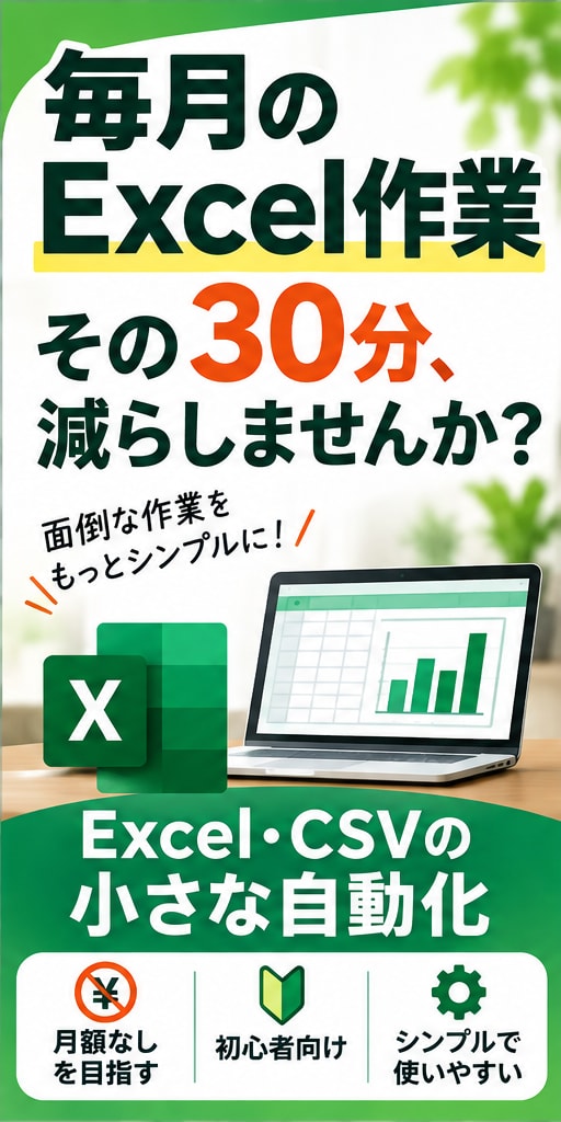 Excel・CSVの定型作業を自動化します 毎月の面倒な集計作業をシンプルに短縮 イメージ1