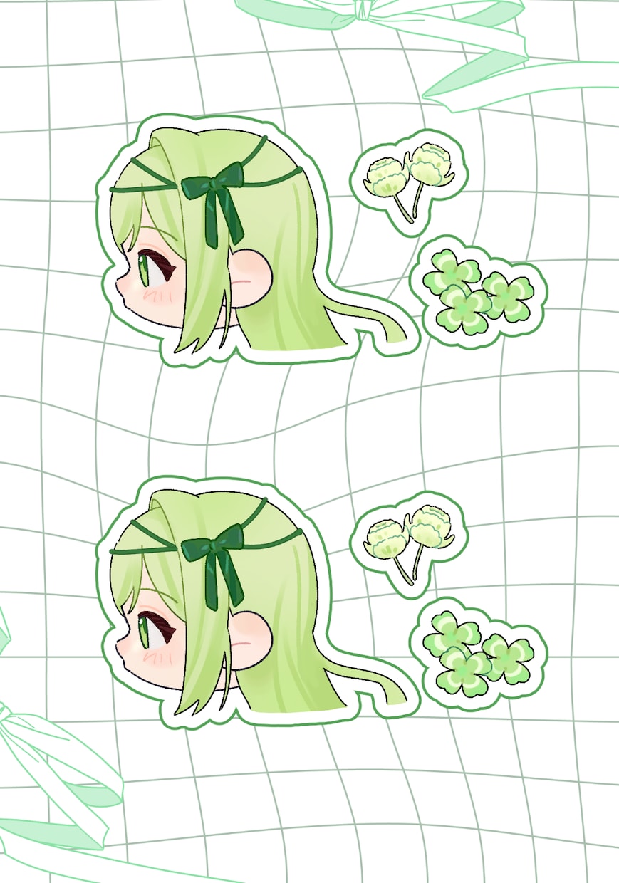 ネップリ対応　フレークシールちゃんを描きます ミニキャラ横顔＋お好きなモチーフ2点描きます。 イメージ8