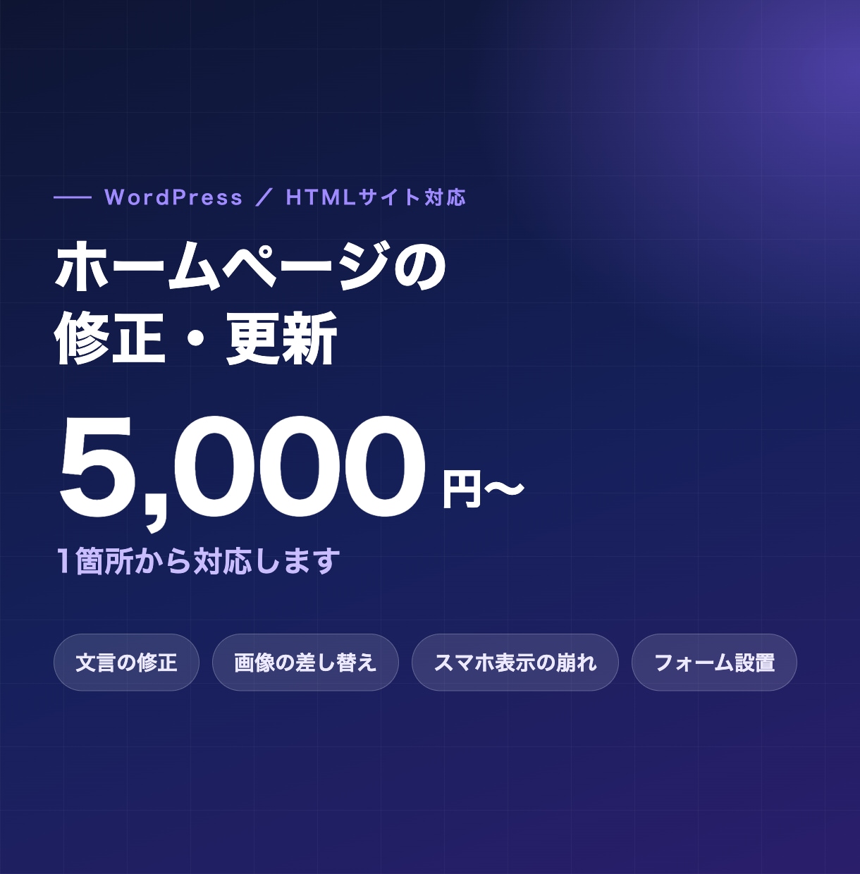 WordPressやHPの修正・更新を代行します 小さな修正1点から。現状を確認してお見積りします イメージ1