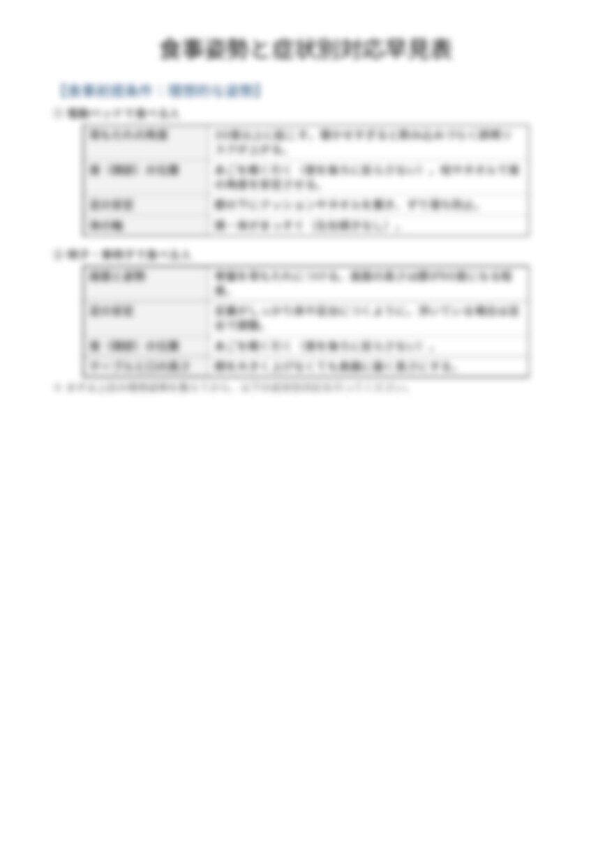 言語聴覚士監修 嚥下ケア早見表PDFを提供します 国家資格監修の安心できる在宅ケア イメージ1
