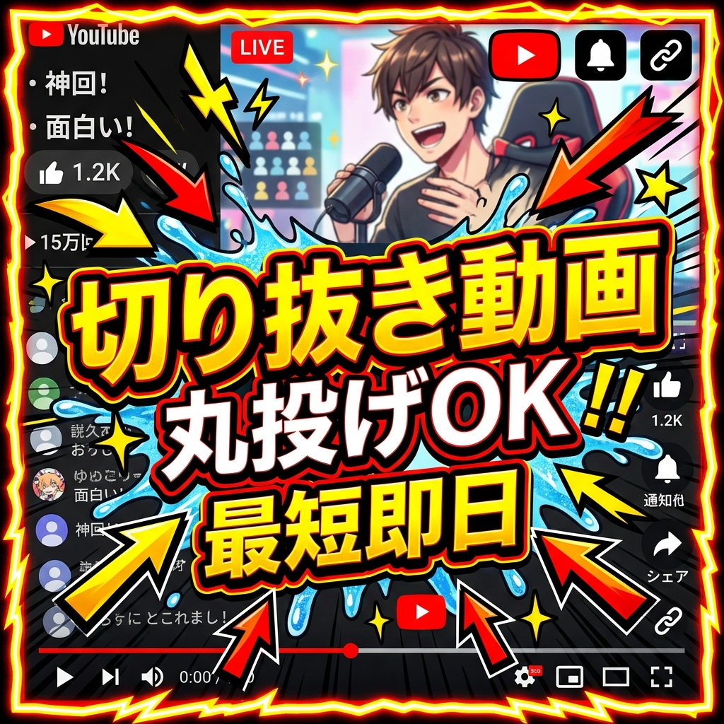 切り抜き動画編集代行しますます YouTubeショートSNS対応 イメージ1