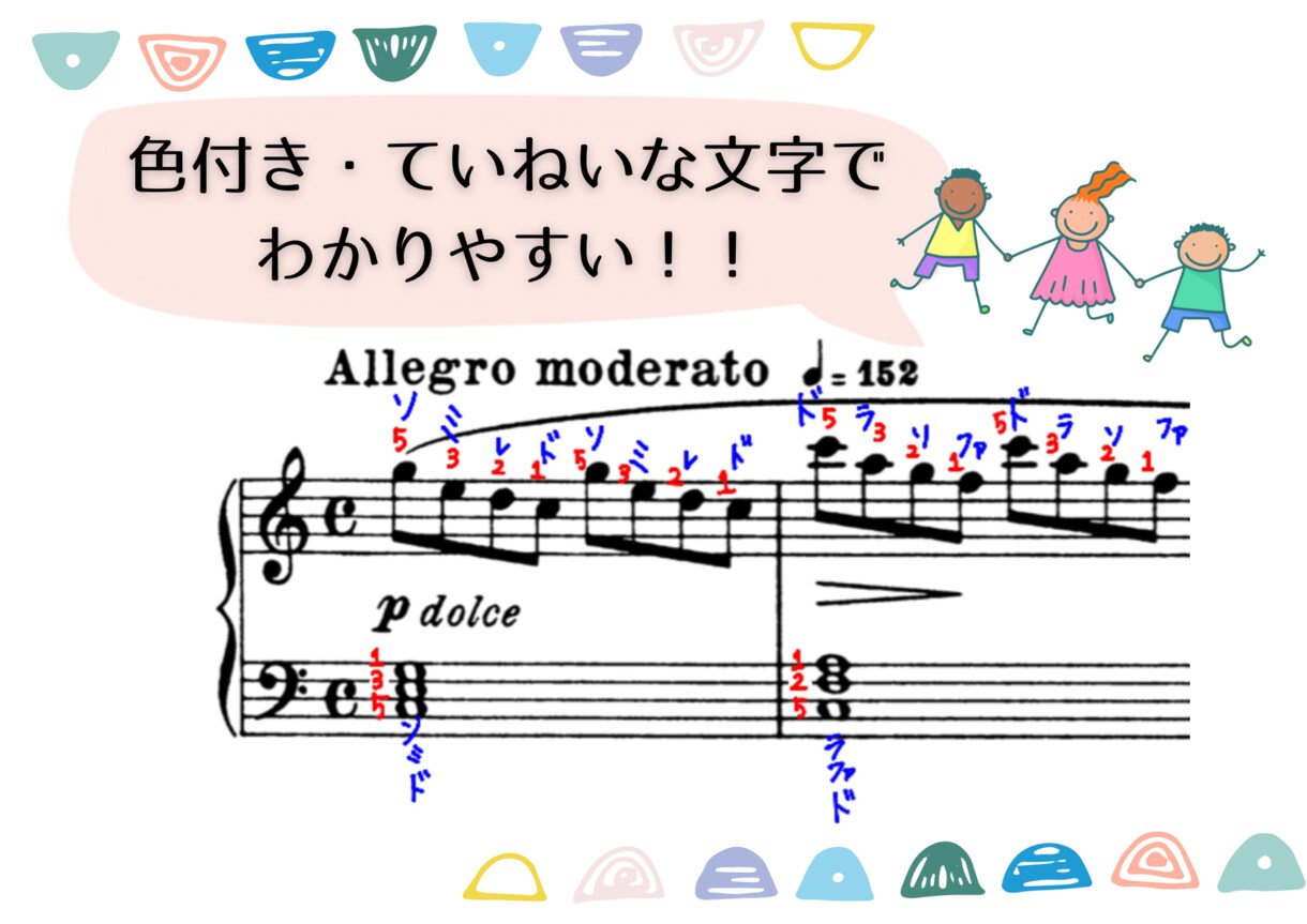 音名(ドレミ)・指番号かきます ピアノの先生が譜読みのおてつだいします！ イメージ2