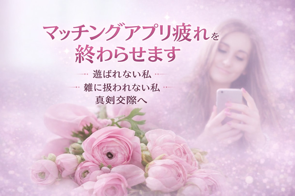 マッチングアプリ疲れを終わらせます 遊ばれない私、雑に扱われない私、真剣交際へ「恋の処方箋付き」 イメージ1