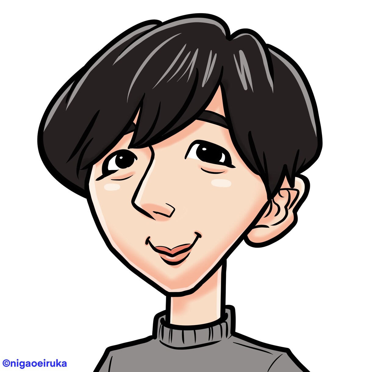 アイコン用のポップで優しい似顔絵お描きします あなただけのシンプルなバストアップの似顔絵をお描き致します イメージ1