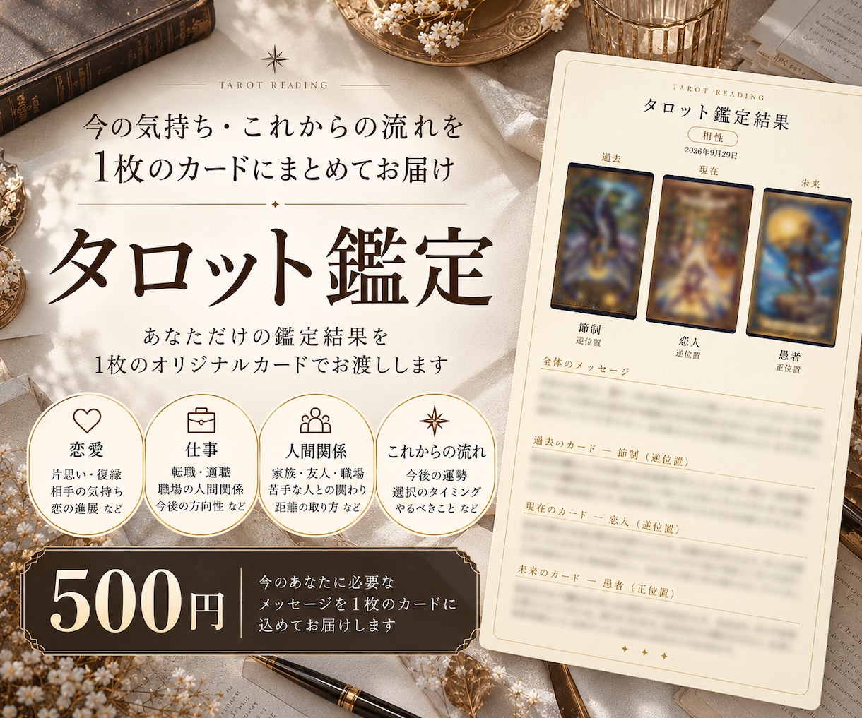 誰にも言えない恋をタロット3枚で読み解きますます この恋の行方を過去・現在・未来から読み解きます。 イメージ1