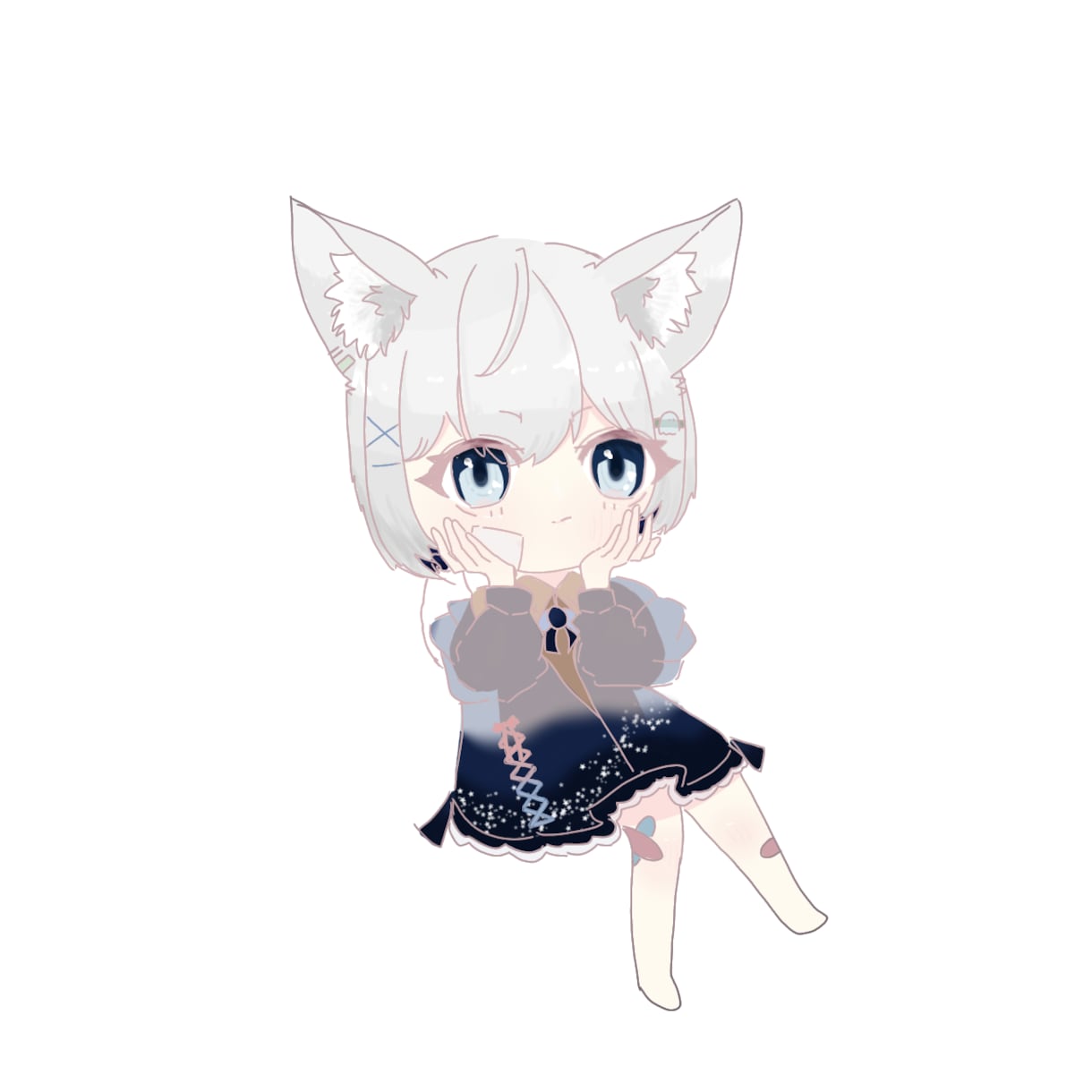 待機画面作ります 配信前の待機画面で動くミニキャラ描きます。 イメージ1
