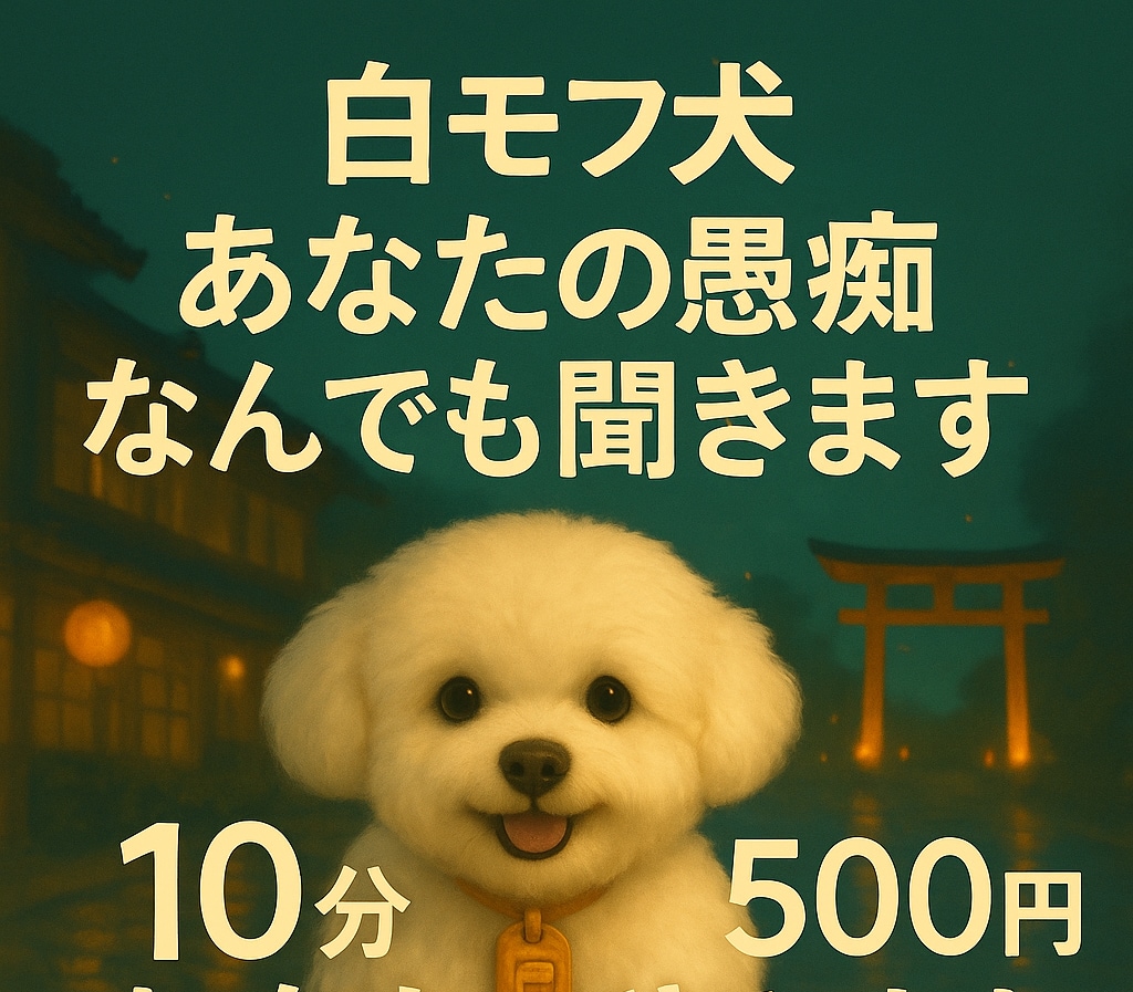 先着1名様！1時間500円でなんでも話せます ありのままどうぞ。犬が聞きます。 イメージ2