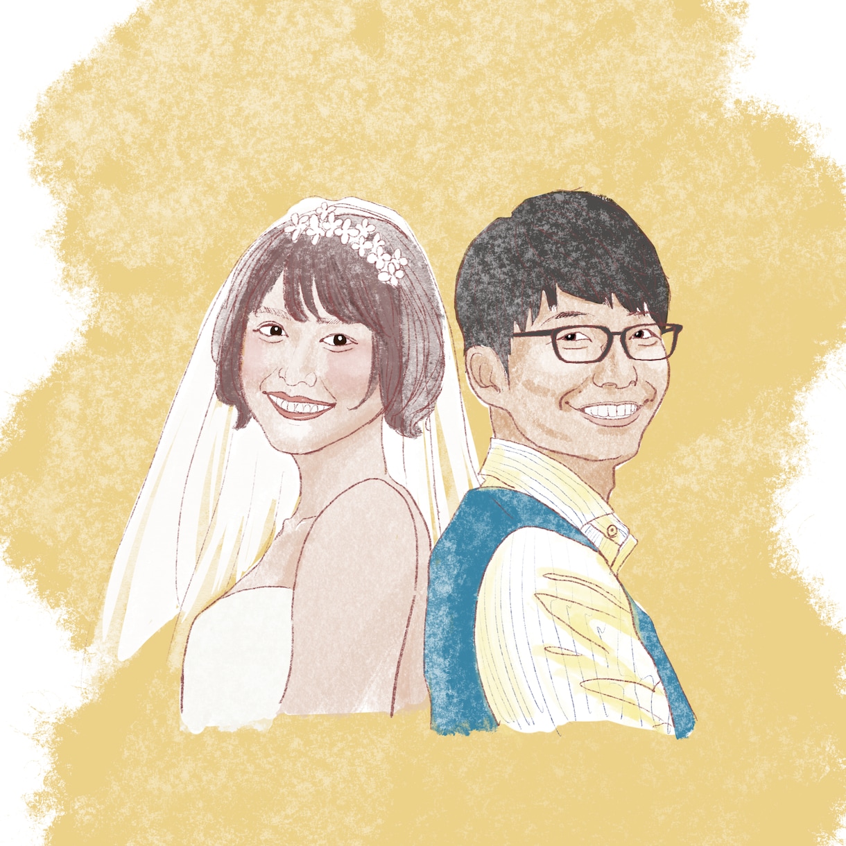 結婚式・ウェルカムボード用の似顔絵を描きます 世界にひとつだけ、温かみのあるタッチで思い出の1作品を イメージ1