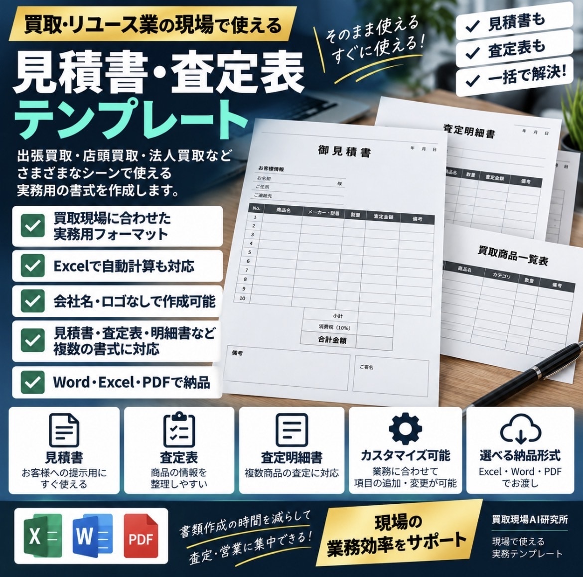 買取見積書・査定表テンプレートを作成します 買取現場ですぐ使える実務用テンプレート イメージ1