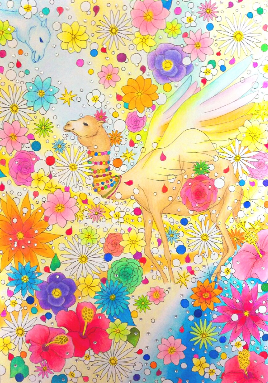 手描きで動物と花を使用したイラストを描いています イメージで動物と花を使ってカラフルに仕上げます。 イメージ4