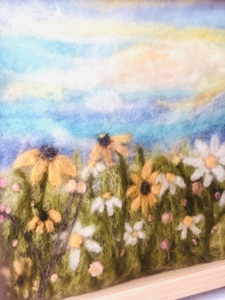羊毛絵画「野の花-Wool paintingます 魔法のような雰囲気を作り出し、家を快適さで満たします。 イメージ2