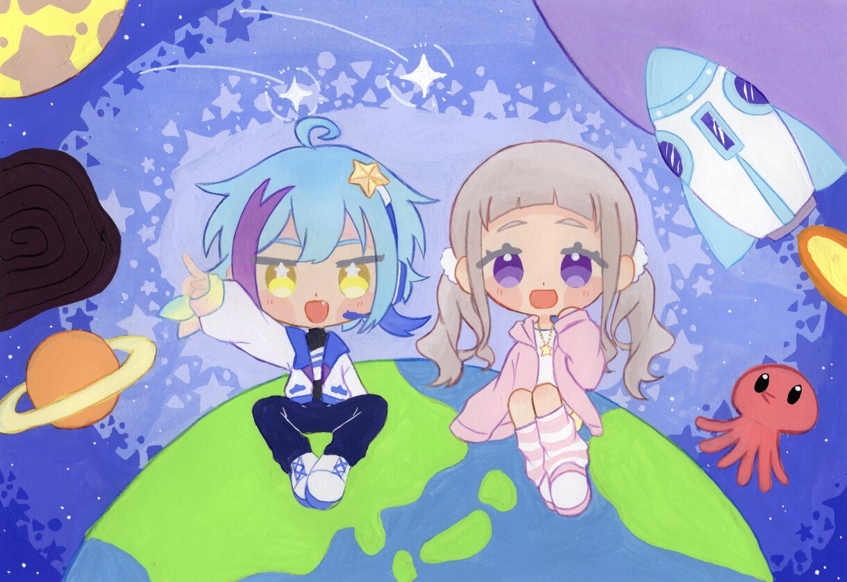 アイコンやサムネイル、MVなどのイラスト描きます アナログ画材でアニメっぽい絵柄で描きます！ イメージ1