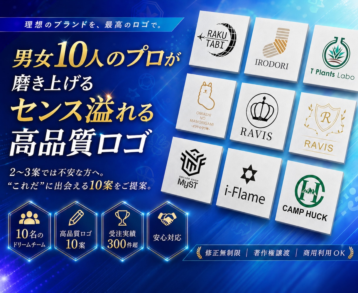 ドリームチーム10名で高品質ロゴ10案を提案します 2～3案では不安な方向け！選べないレベルの10案をあなたへ！ イメージ1
