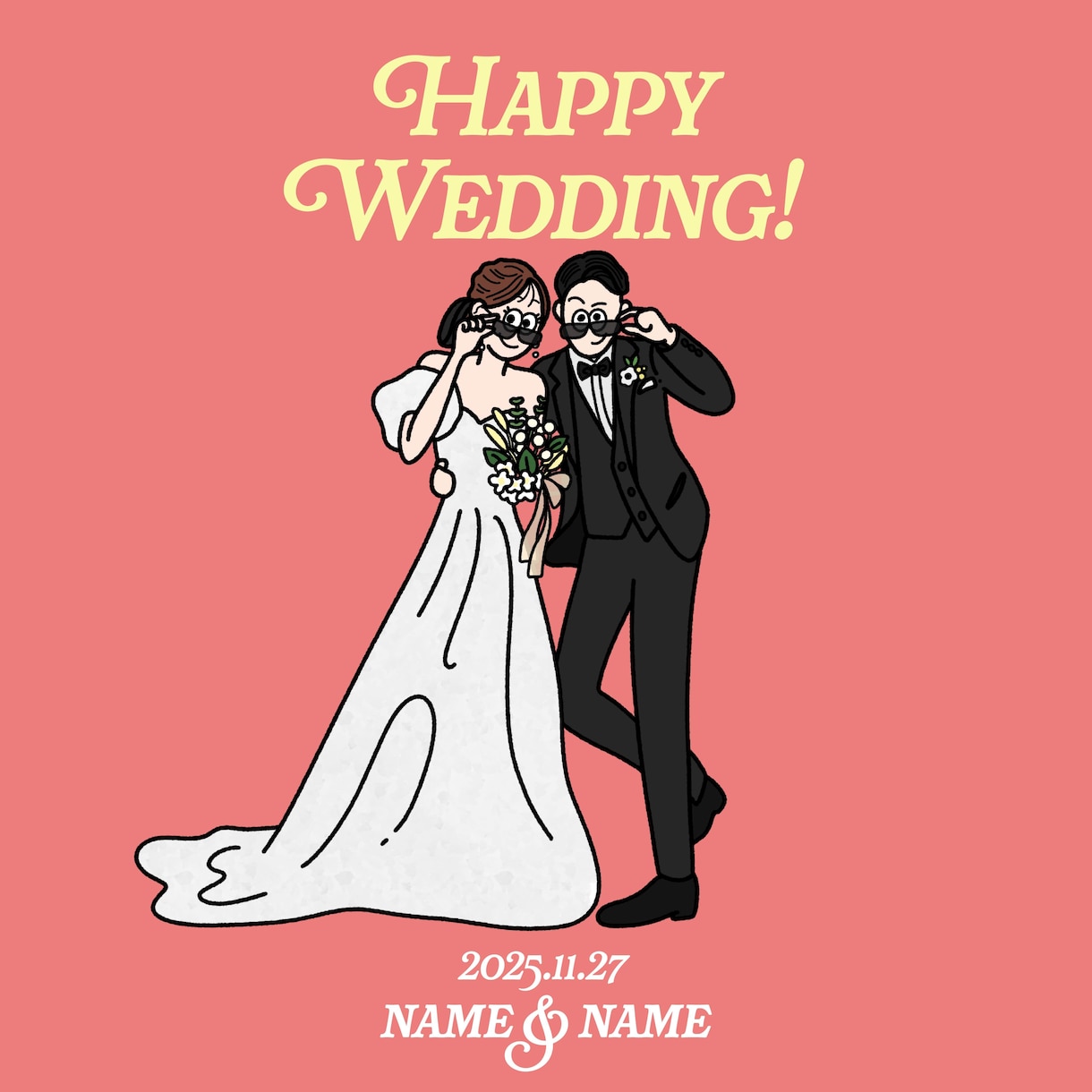 記念日や結婚式アイテムに♪かわいいイラスト描きます 飾れるおしゃれなイラストを！結婚式やギフト・記念日に イメージ1