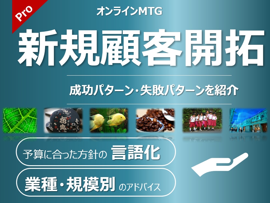 新規顧客開拓の相談に乗ります 成功例・失敗例をご紹介しながら、強固なマーケティング体制を。 イメージ1