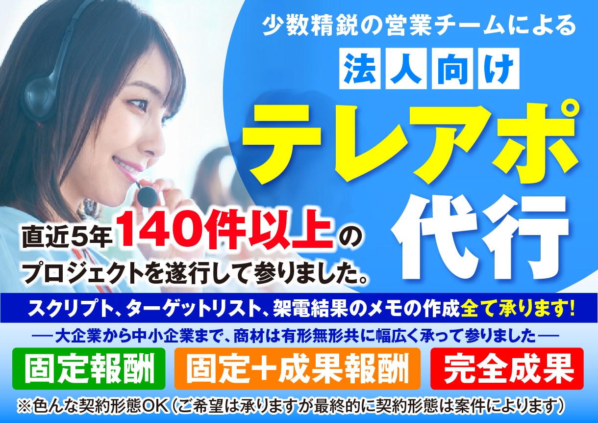 精度の高いテレアポ代行、商談代行致します 少数精鋭のアウトバウンド部隊が貴社の新規開拓をお手伝いします イメージ1