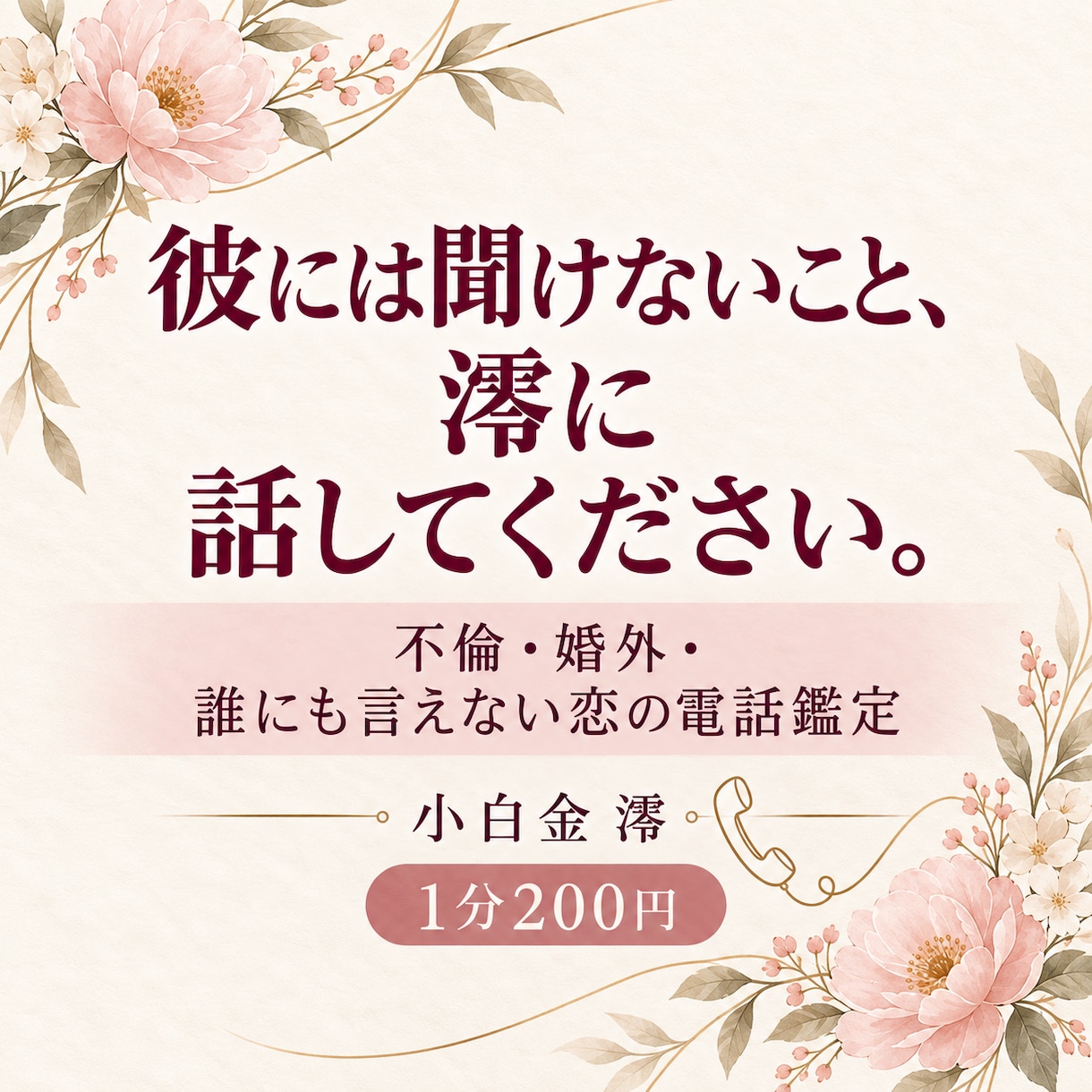 不倫・婚外恋愛の彼の本音と今後を占います 友達には言えない恋を、友達に話すように。 イメージ1