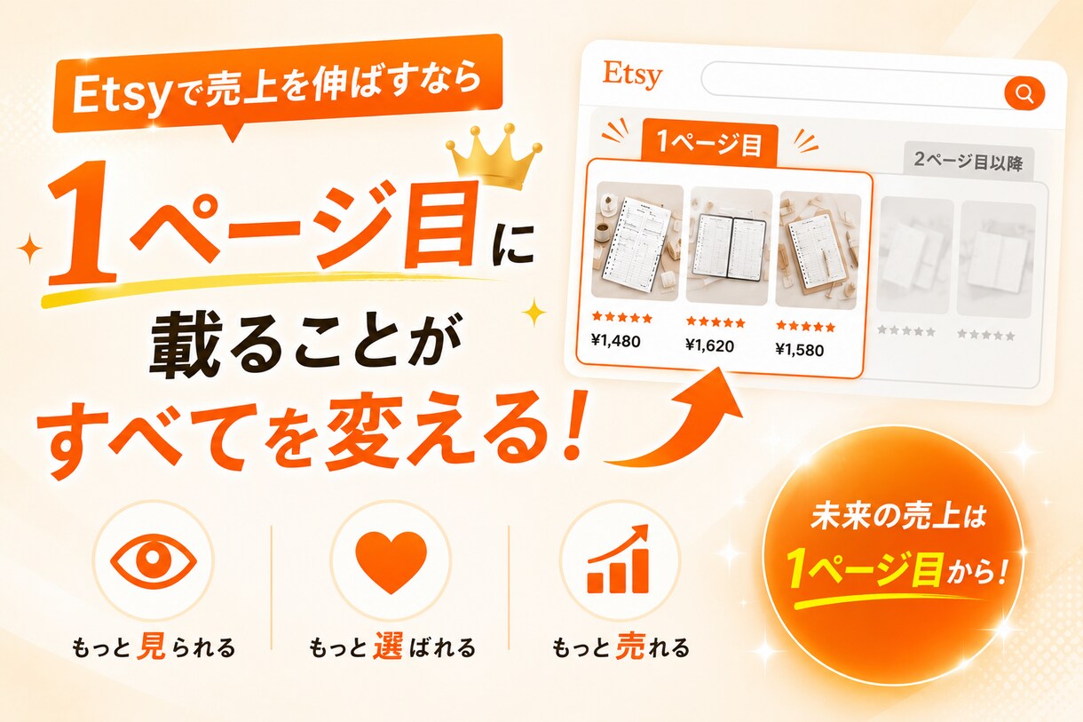 Etsy　リストを検索1ページ目へ近づけます 売上を上げるには訪問者数が全て！訪問者数UPをお手伝いします イメージ2