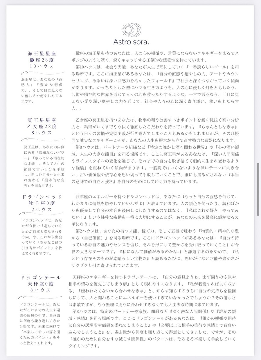 あなたの才能と進むべき道、ホロスコープ鑑定します 一人ひとりにじっくり、心を込めて読み解きます〇 イメージ7