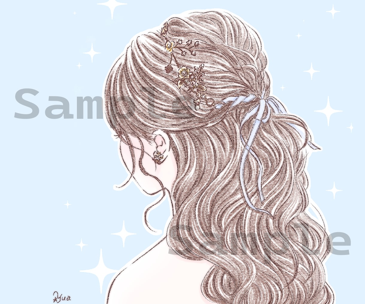 ふわっとやさしい好印象の後ろ姿イラストお描きします 女性に人気♪SNSやブログアイコン等におすすめです！ イメージ6