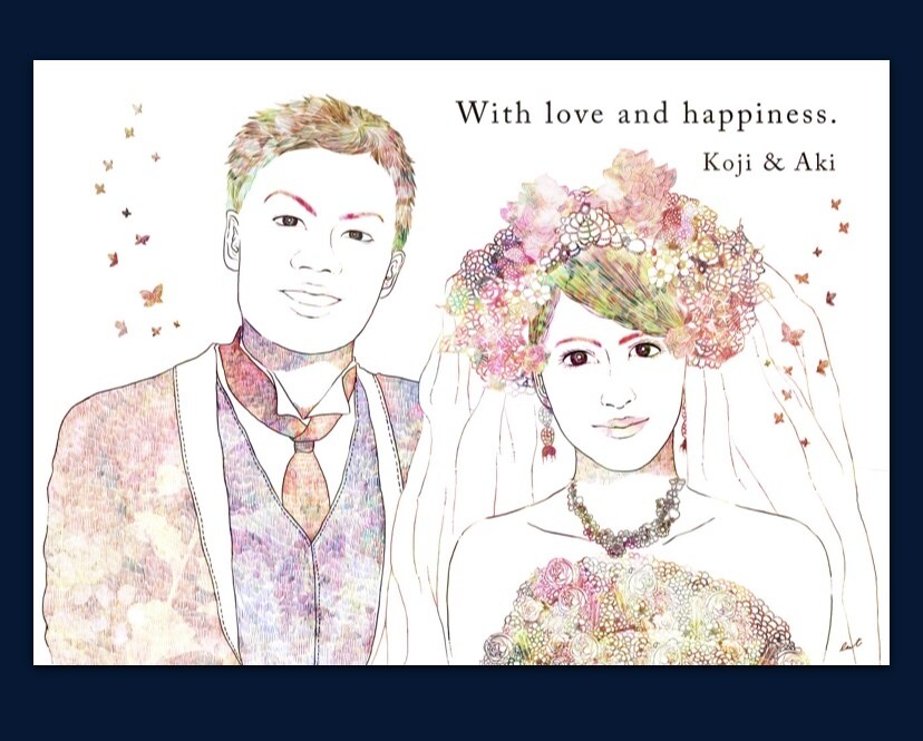 結婚式など、デジタル画像でイラストを描きます 入り口を華やかに彩るウェルカムボードのお手伝いをします イメージ2