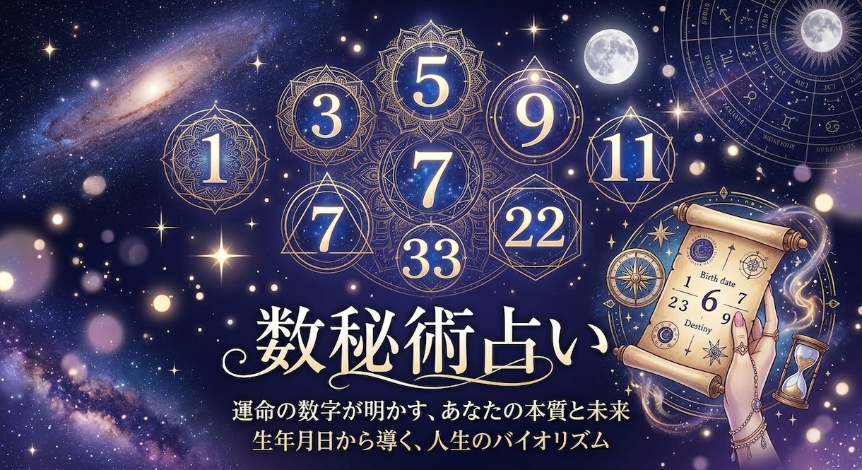 数秘術であなたの本質とこれからの運勢を鑑みますます 生年月日からあなたの強み・宿命・運気をお届けします) イメージ1