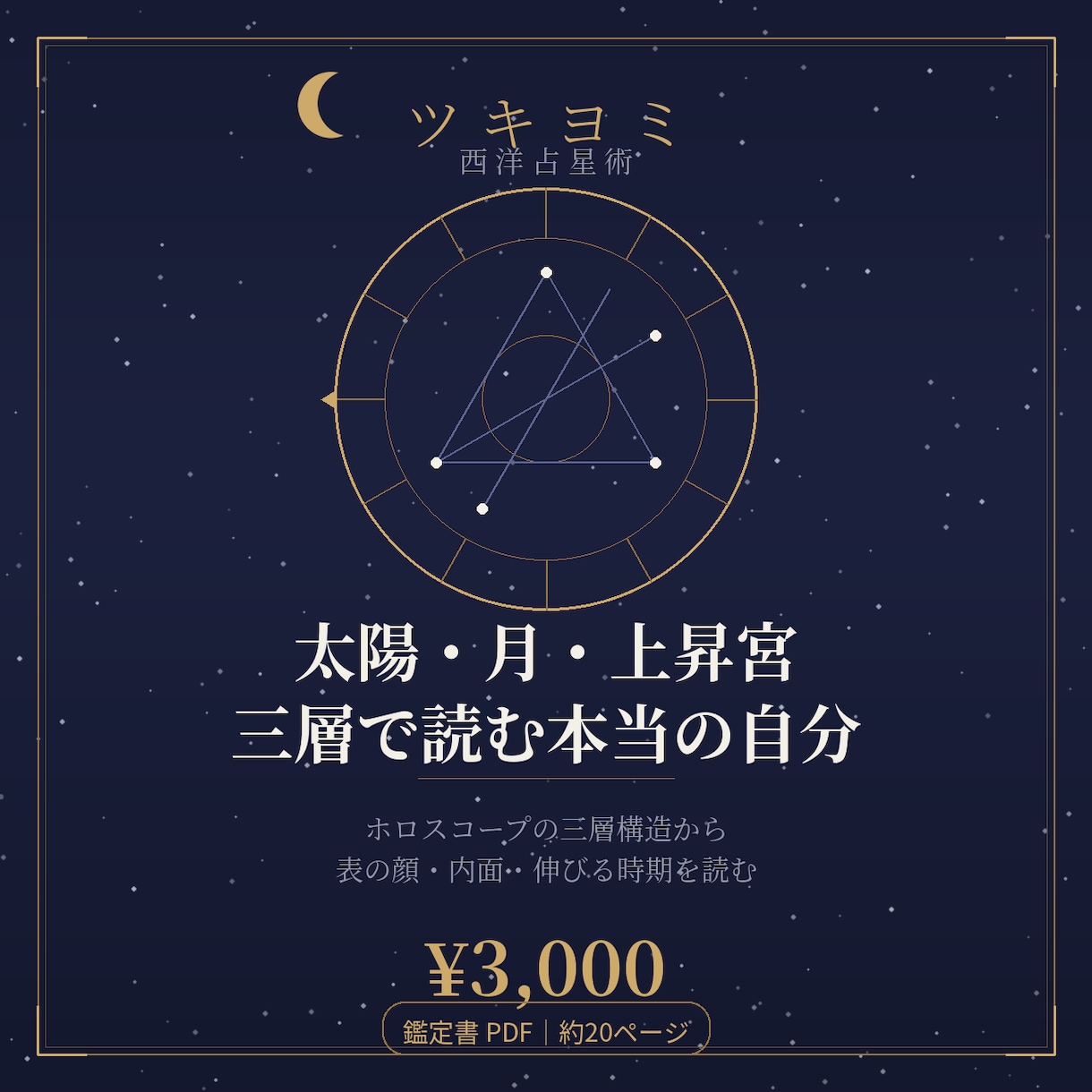 太陽×月×上昇宮の3層で占星術鑑定します 本質・感情・第一印象の3層をPDF鑑定書で イメージ1