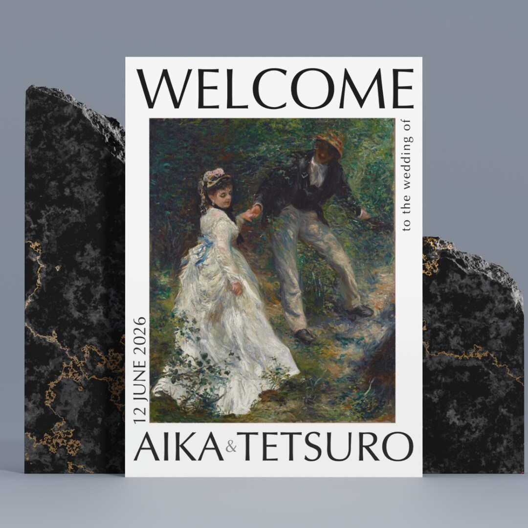 名画でお2人だけの結婚式ウェルカムボード作成します アート好きなお二人に◆名画を使用した美術館ポスターデザイン イメージ5