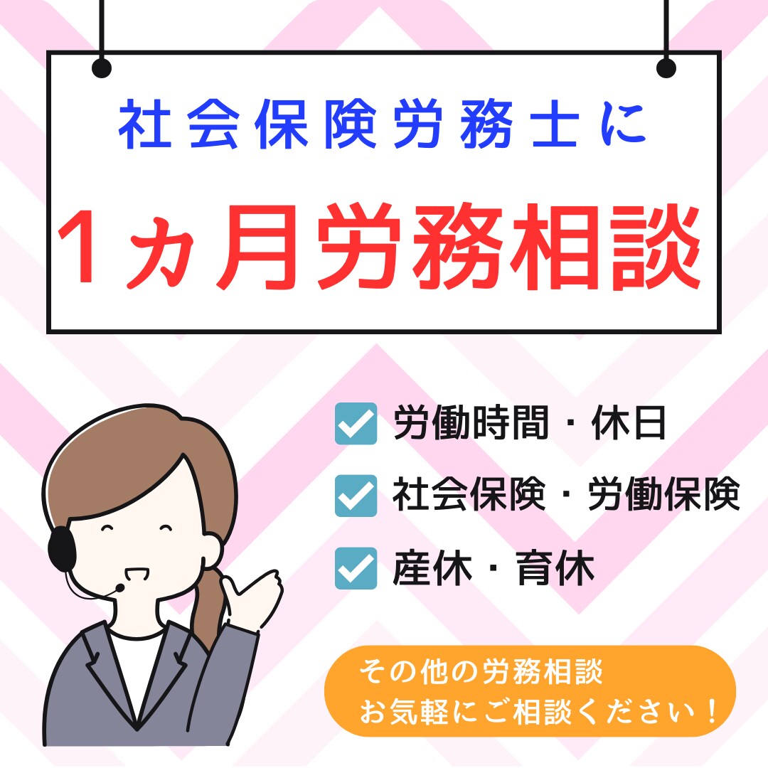 1ヵ月間☆社労士が労務相談に乗ります あなたの顧問社労士としてご相談ください イメージ1