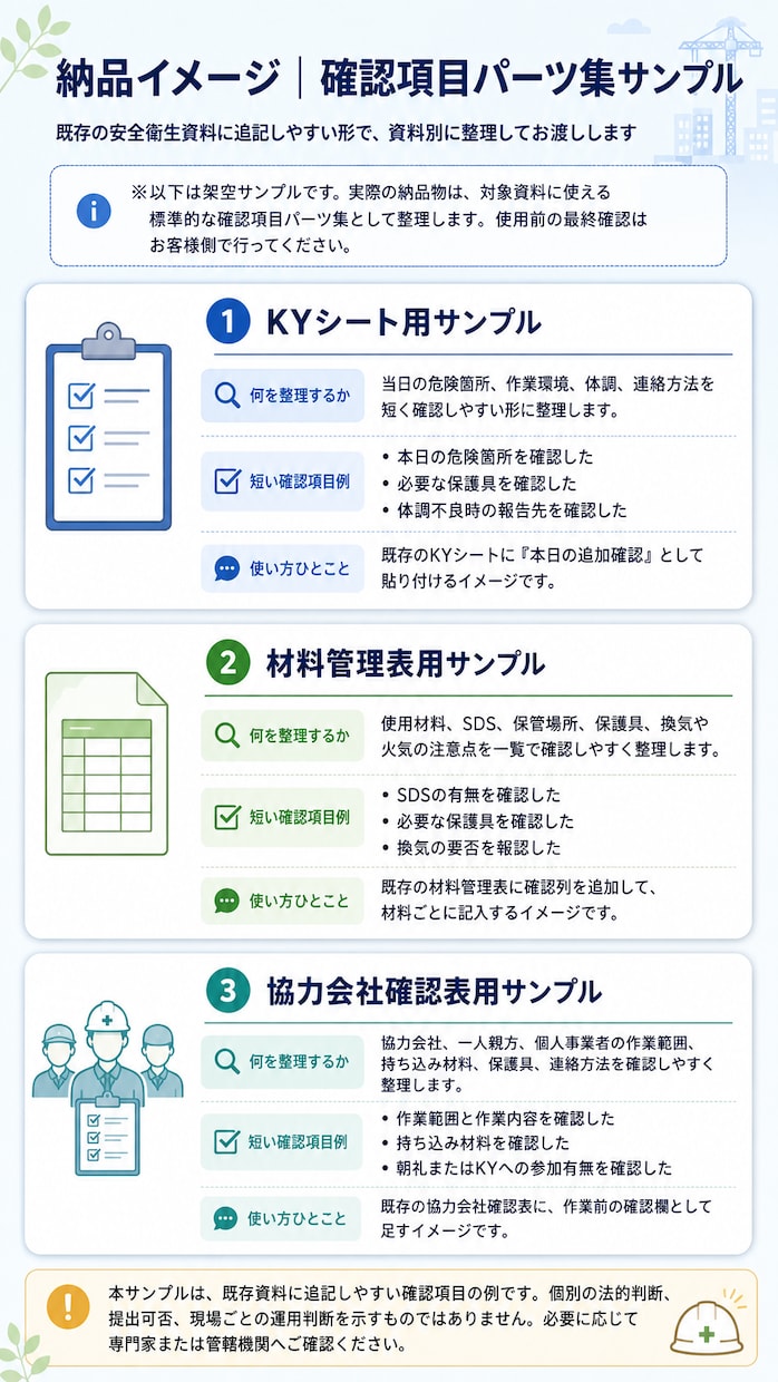 安全衛生資料の見直し項目を作成します 改正動向を参考に既存資料へ追記 イメージ1