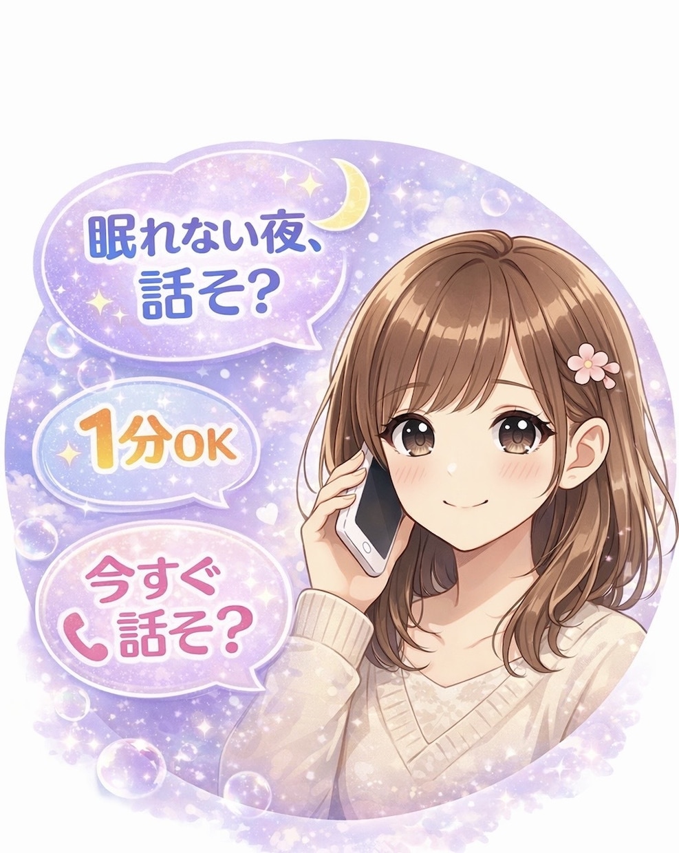 まずはお試しから！あなたの心癒します 寂しい夜、甘えたい人、恋愛、雑談、なんでも話してください。 イメージ1