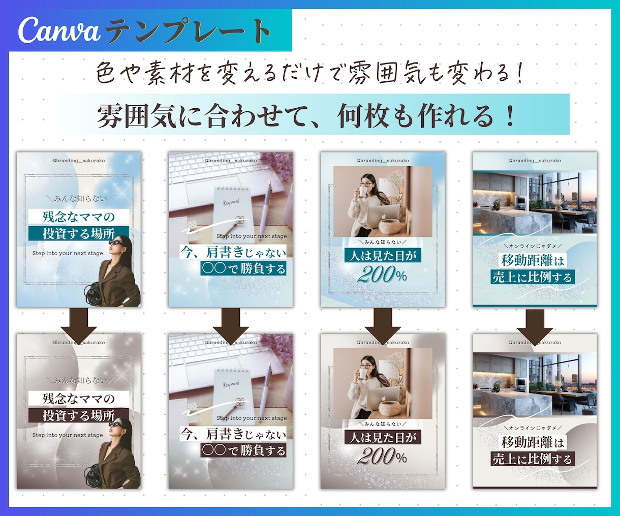 インスタ投稿Canvaテンプレート販売します 時短でプロ級の仕上がり！自由自在に変更してフィード投稿制作！ イメージ6
