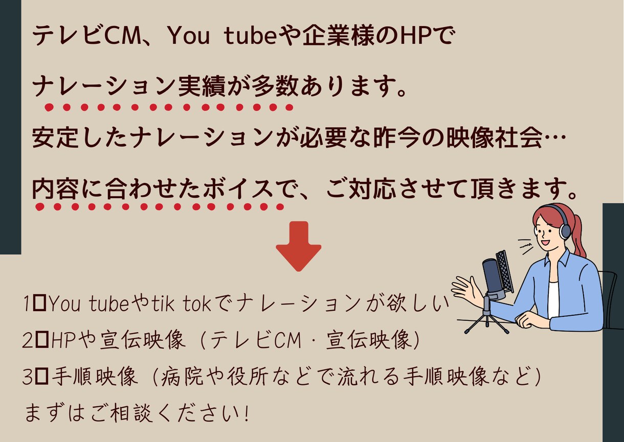 ナレーション全般*.☽.｡.対応致します HPやYou tubeなど各種映像ナレーションを収録します イメージ3