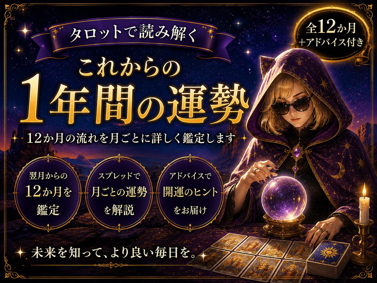 月毎の1年間の運勢占います タロットで1年間の流れを見てみませんか？ イメージ1