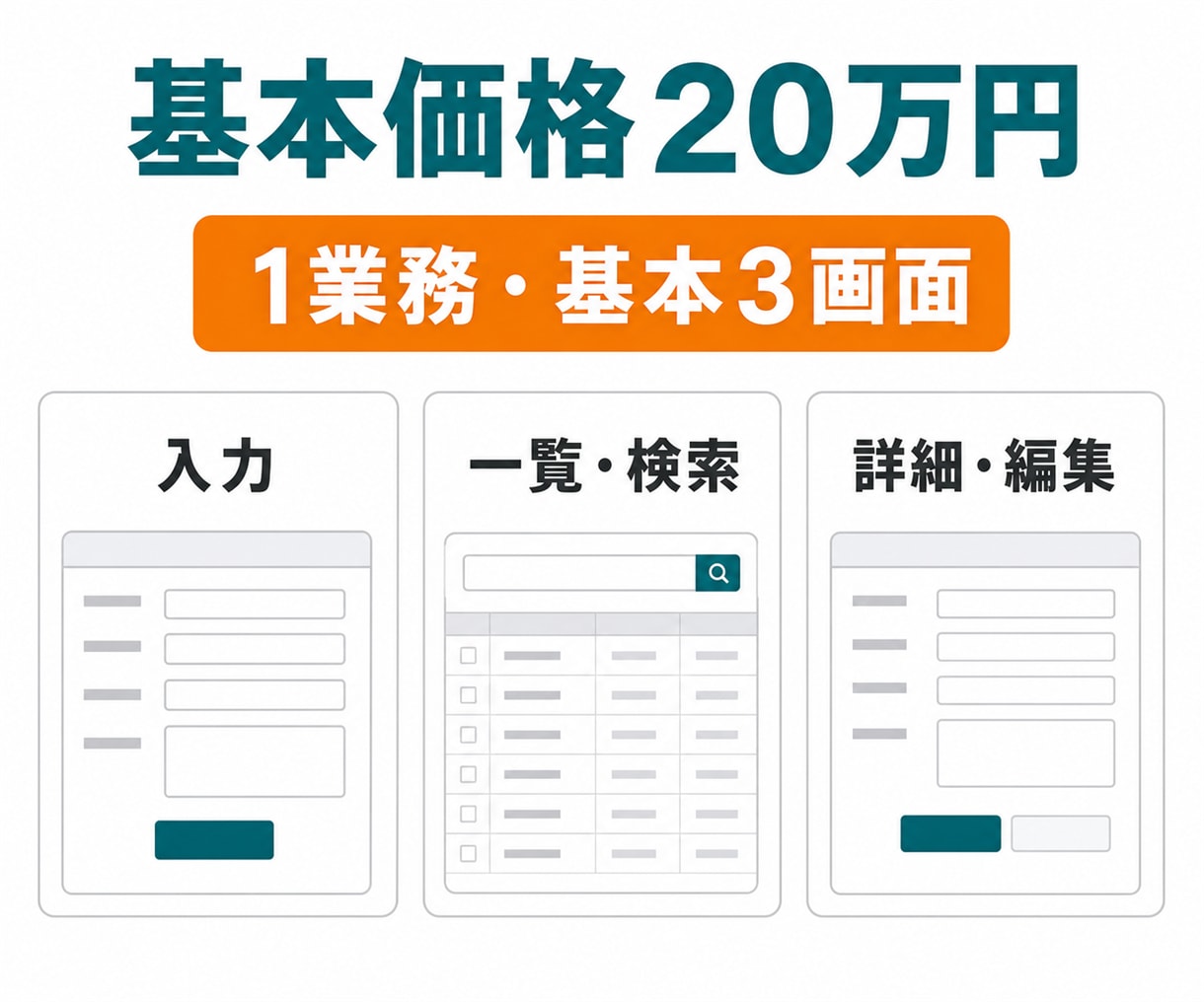 Excel・紙の1業務をWebシステム化します 入力・一覧・検索から、まず1業務を使える形にします イメージ2