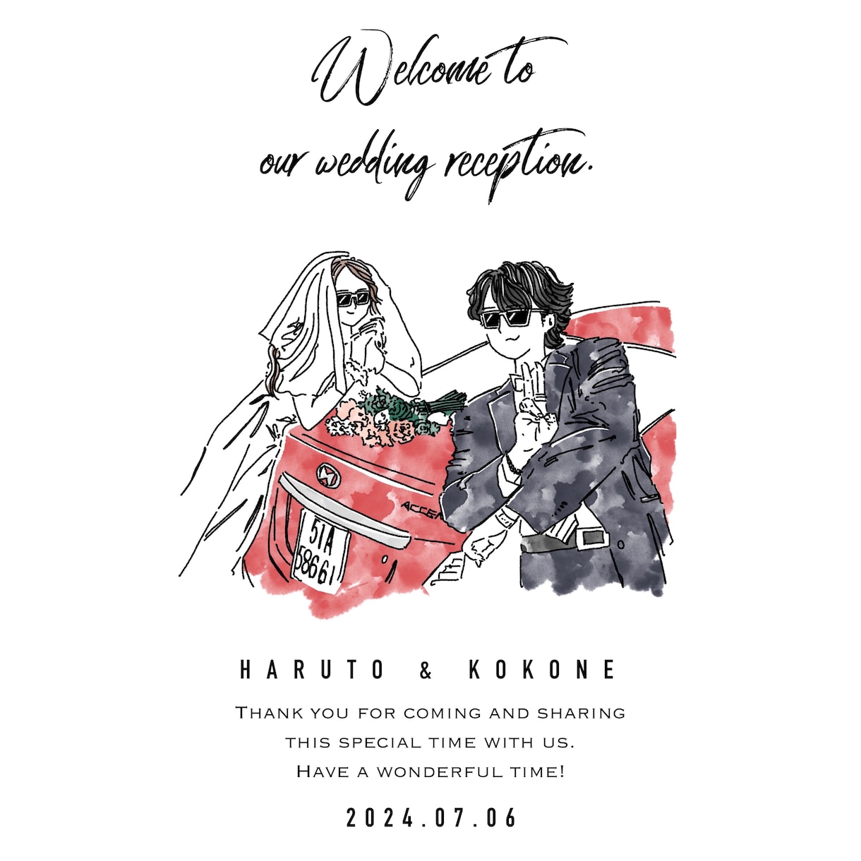 ウェルカムボード用のイラストを作成いたします 結婚式のペーパーアイテムやウェルカムボードにいかがでしょうか イメージ5