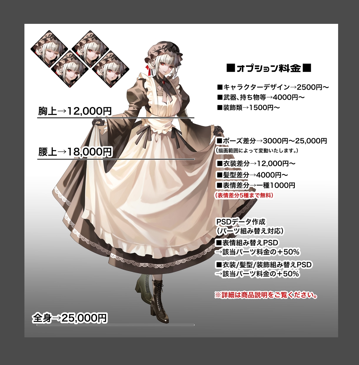 表情差分5種まで無料！立ち絵制作いたします TRPG、ゲーム、動画等にいかがでしょうか？ イメージ2