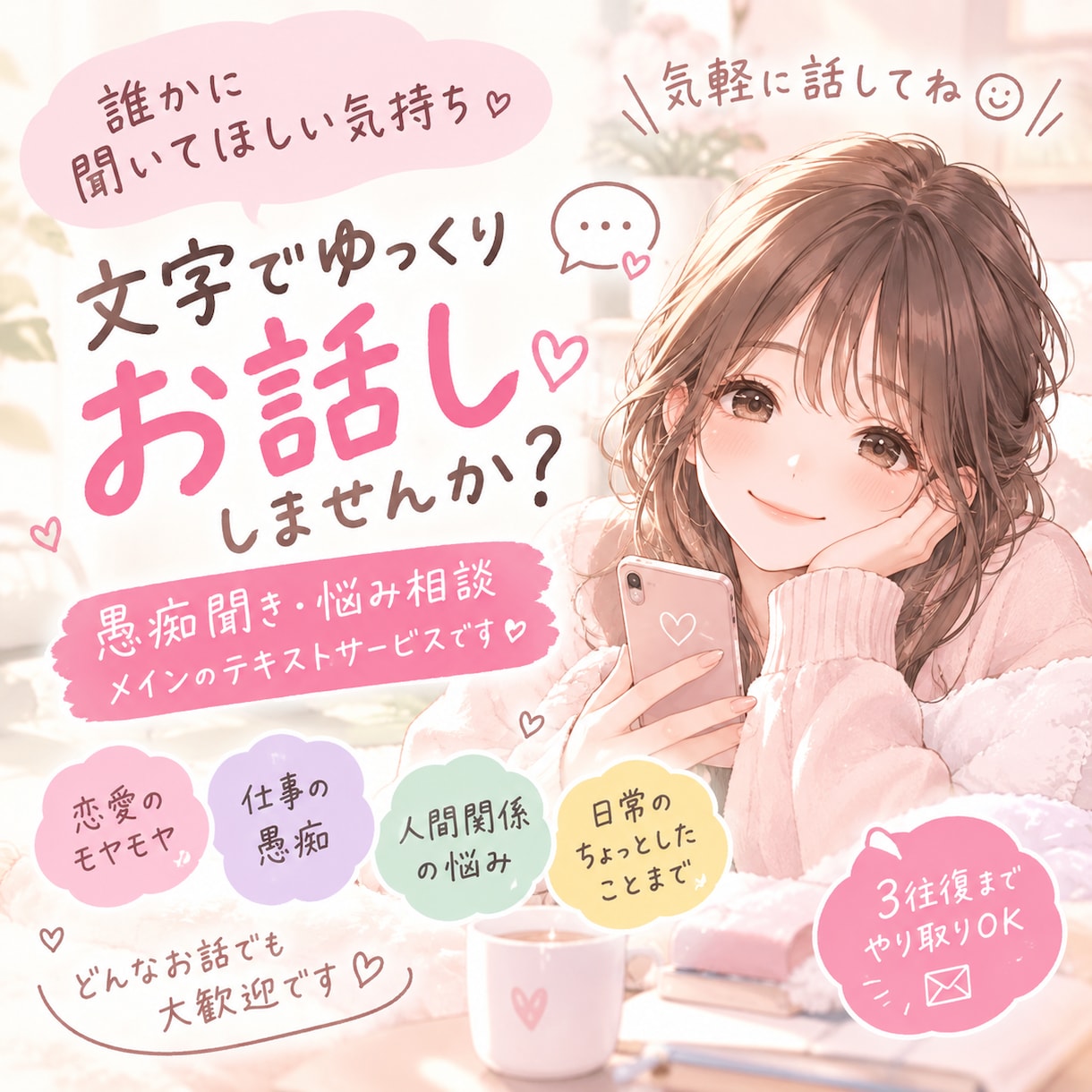 メッセージでお話をします 一緒にメッセージで、きままに雑談しませんか？ イメージ1