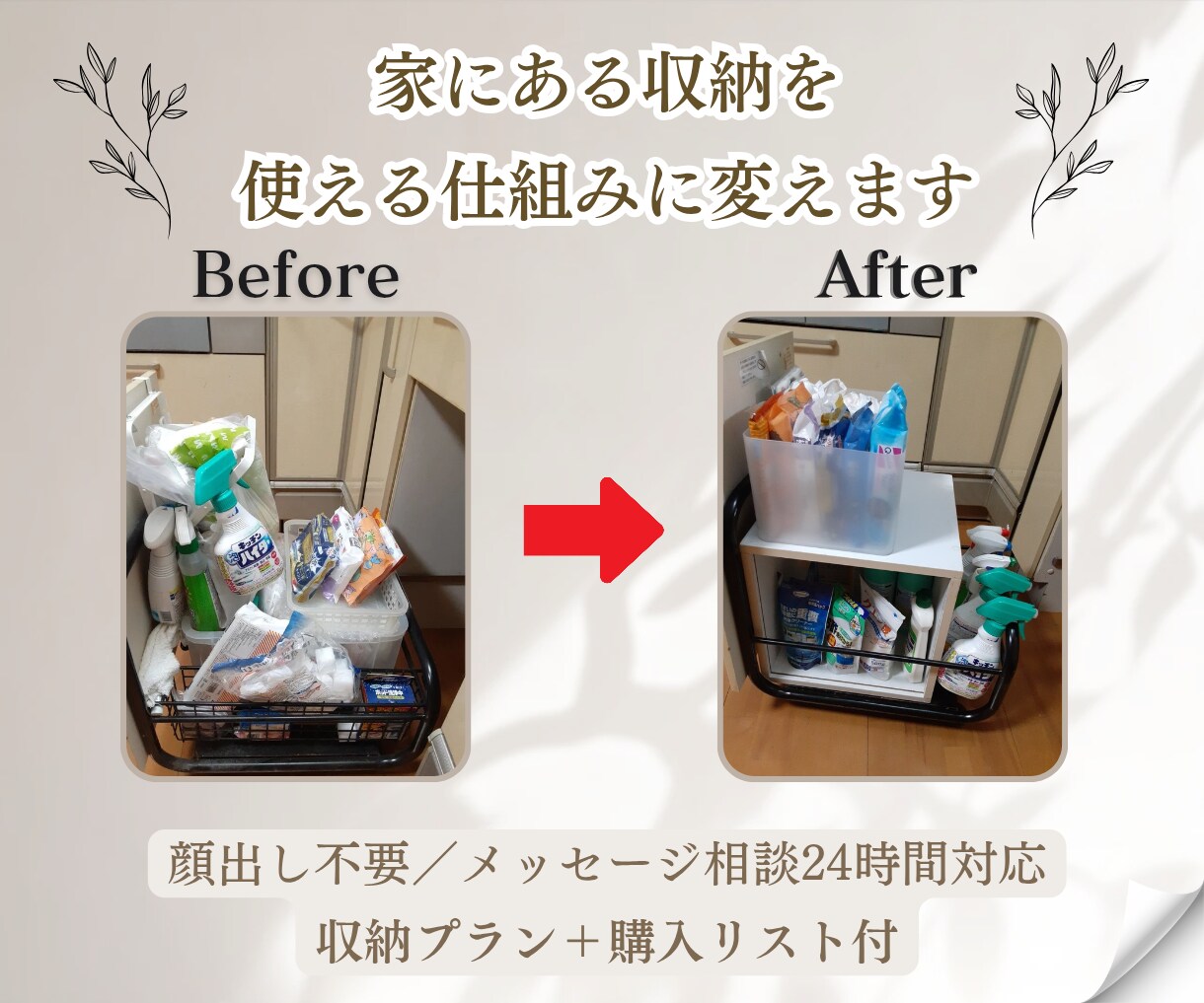 仕組みでつくる収納設計｜探さない収納をつくります 質問に答えながら、暮らしと収納を整理します イメージ1