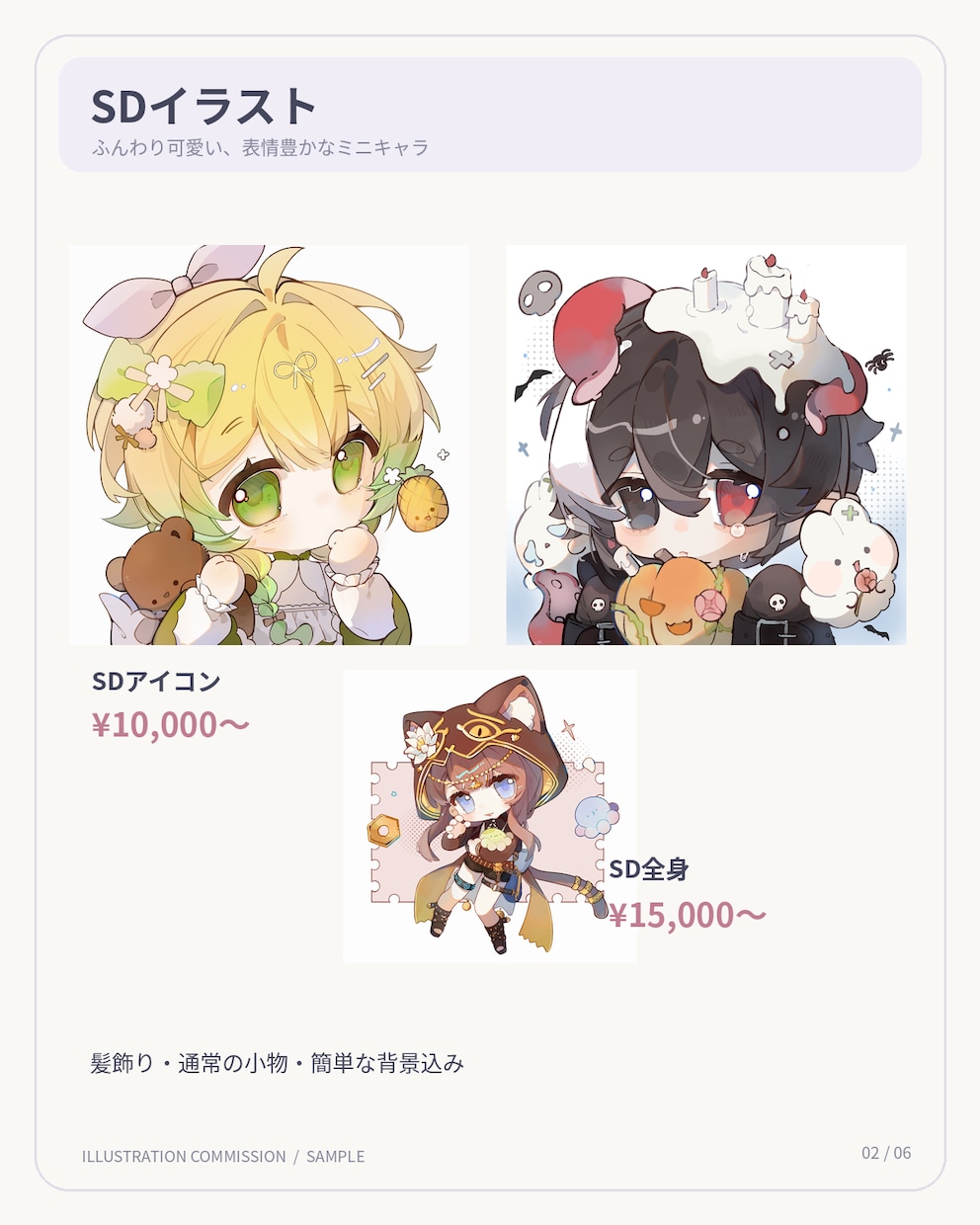 新規出品記念20%offキャライラストを制作します SDアイコンから等身イラストまで、丁寧に可愛く仕上げます イメージ3
