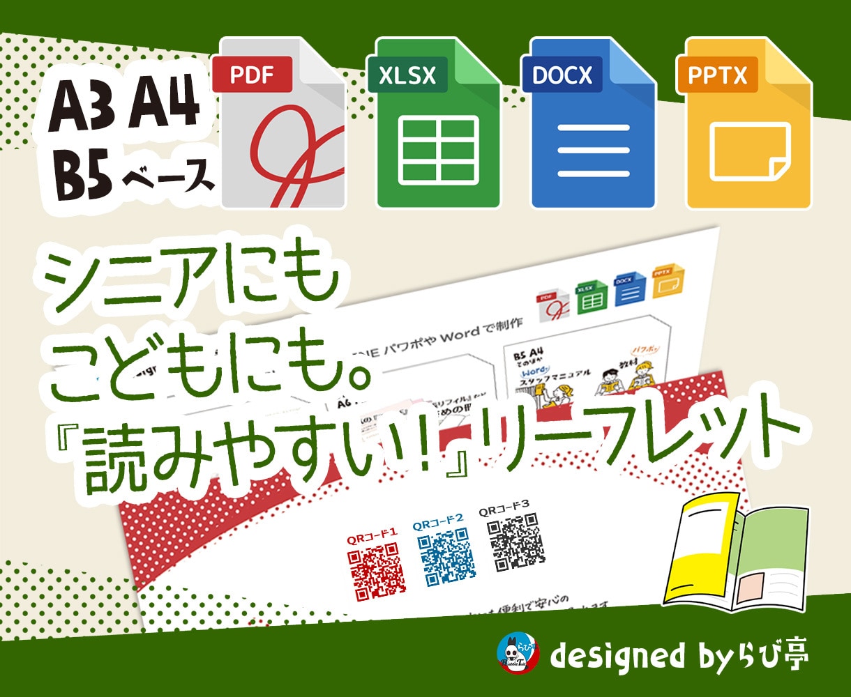 折りリーフレット）Wordやパワポで制作します 無料修正/回数制限なし★折らないのも片面のみも承ります イメージ1