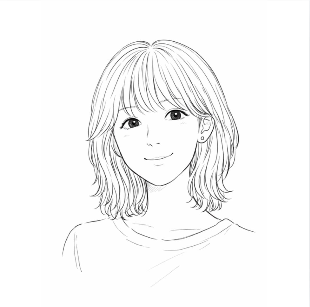 ゆる線でSNS、名刺用の線画似顔絵を作成します SNS・名刺・アイコンに使いやすい線画似顔絵 イメージ5