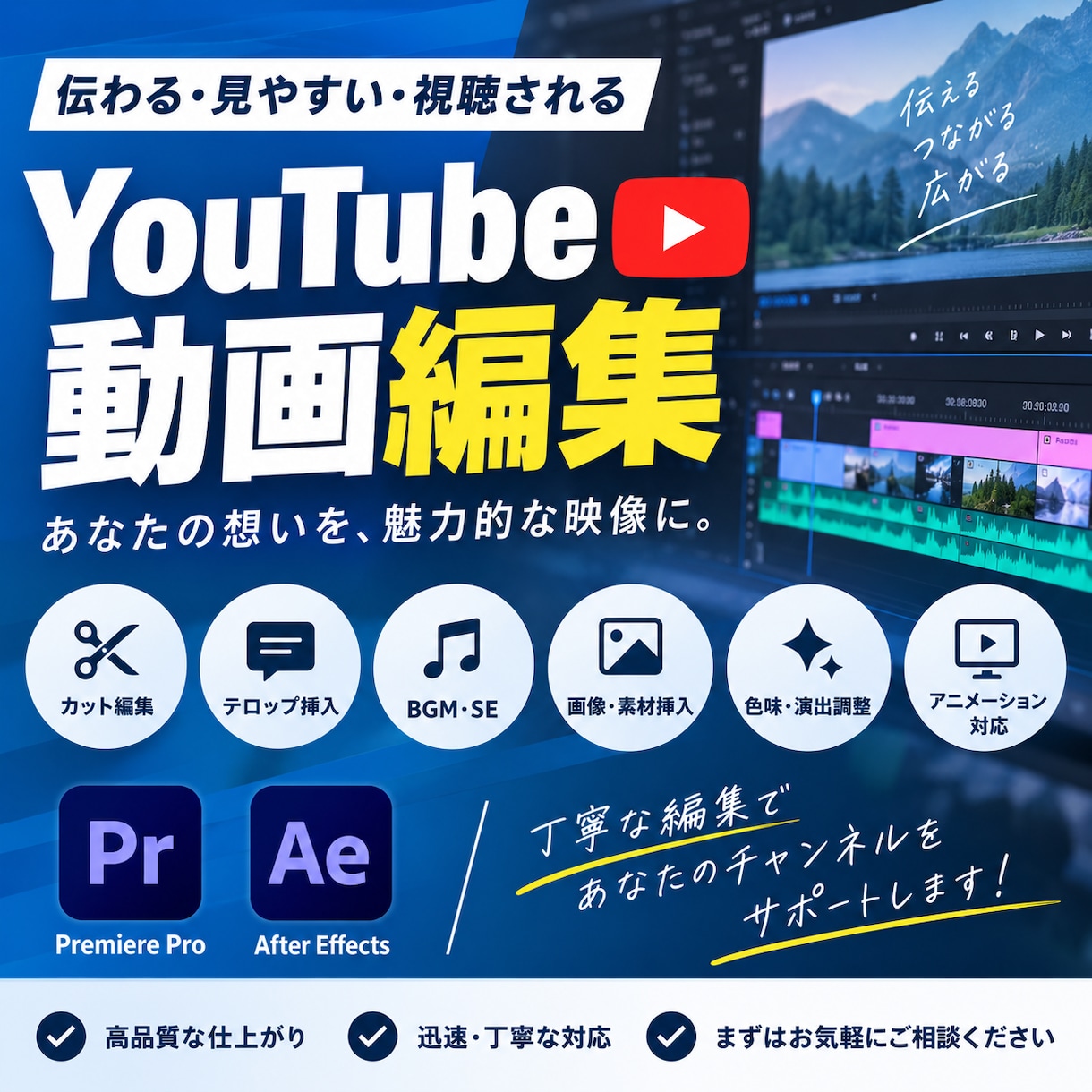 YouTube動画を見やすく丁寧に編集します 視聴者に伝わりやすい動画に仕上げます！ イメージ1