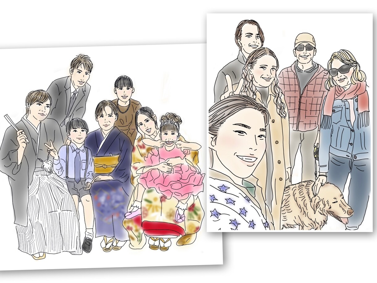 写真を元に温かみのある可愛い似顔絵を描きます お気に入りの写真をほっこり可愛いイラストにします♡ イメージ5