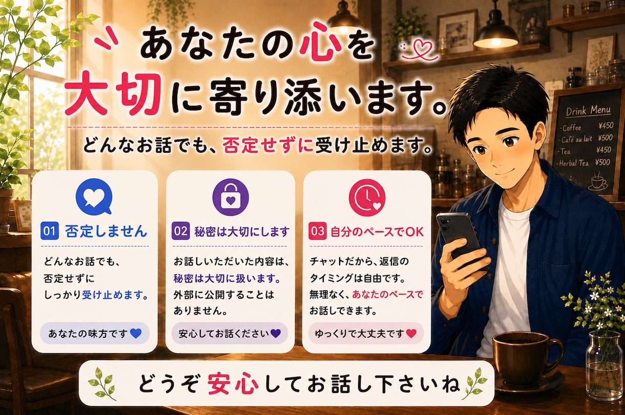 土日限定チャットで愚痴／悩み／相談／聞きます 土日チャットし放題。あなたの心を大切に寄り添います。 イメージ2