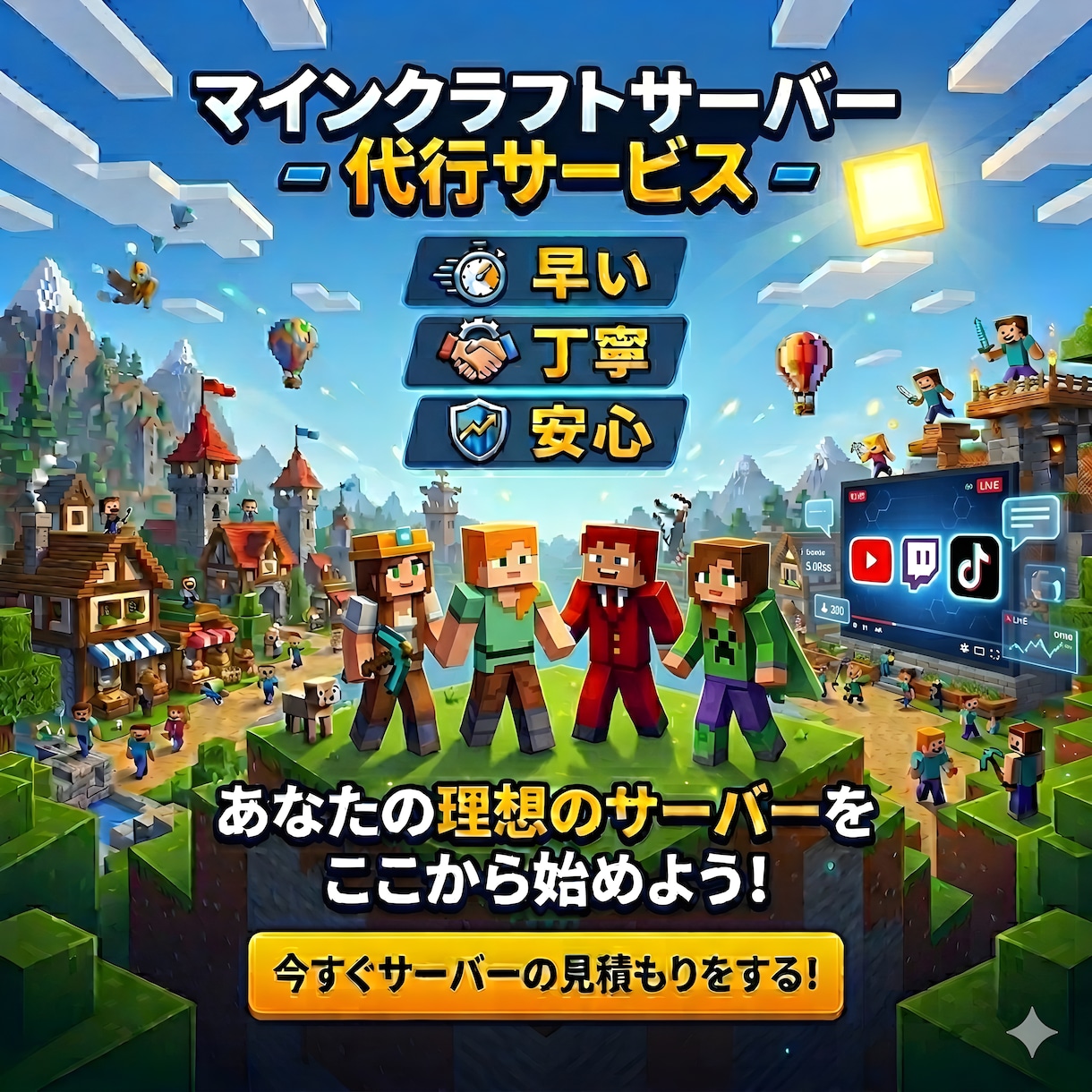 マインクラフトサーバの構築・稼働を代行します 初心者様ok！10年間のサーバ運営を活かして丁寧に対応します イメージ1
