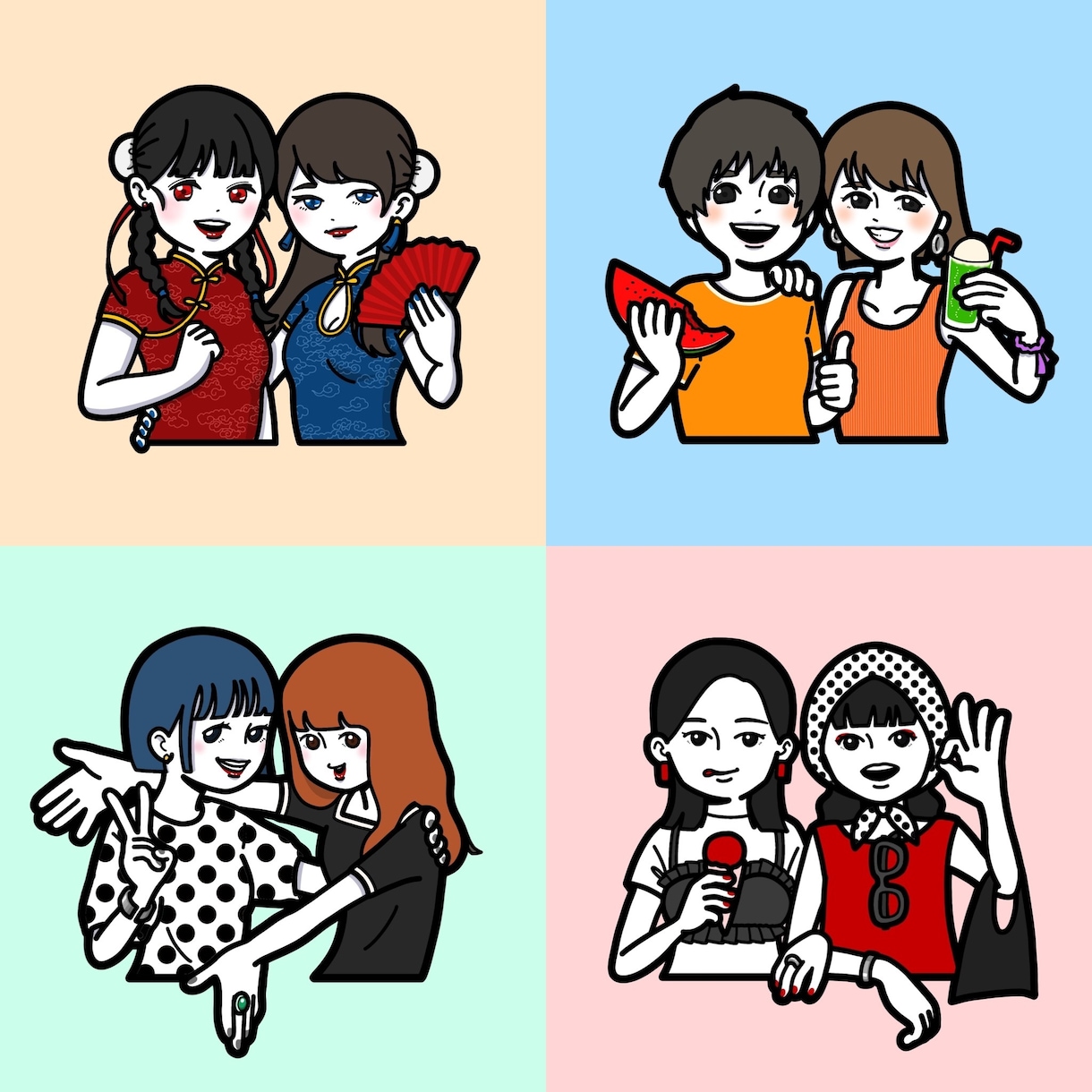 贈り物にいかがですか？ペア人物イラスト描きます 誕生日や記念日に特別な１枚を添えてみては？ イメージ1