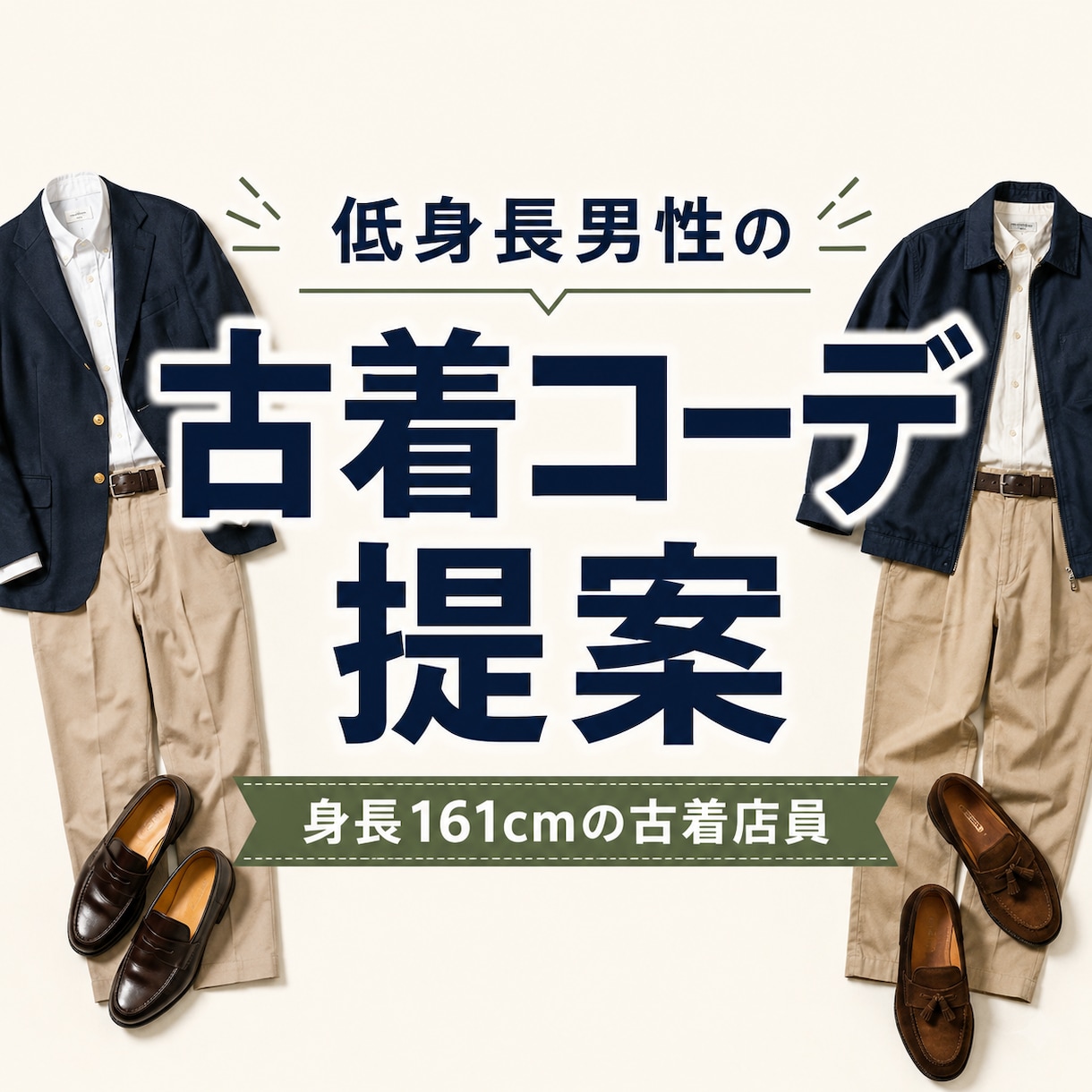 低身長男性に似合うコーデを提案します 身長161cmの古着店員が似合う服を選びます イメージ1