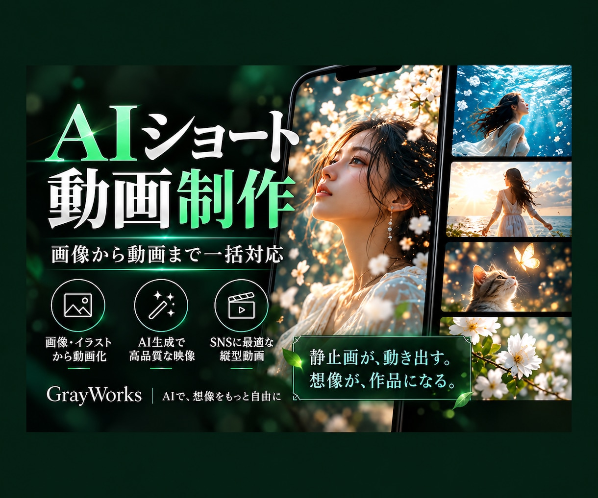 AI素材からSNSショート動画を制作します 30秒・３シーンまで｜構成から字幕編集まで イメージ1